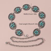 Vintage Style Ethnic Style Flower Alloy Turquoise Women's Chain Belts sku image 2