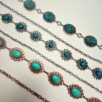 Vintage Style Ethnic Style Chrysanthemum Alloy Turquoise Women's Chain Belts main image 7