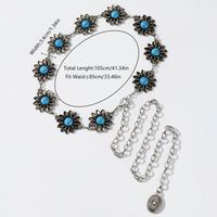 Vintage Style Ethnic Style Chrysanthemum Alloy Turquoise Women's Chain Belts main image 3