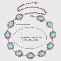 Vintage Style Ethnic Style Chrysanthemum Alloy Turquoise Women's Chain Belts main image 2