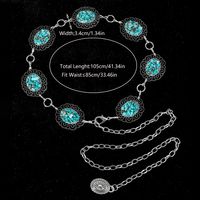 Vintage Style Ethnic Style Chrysanthemum Alloy Turquoise Women's Chain Belts main image 4