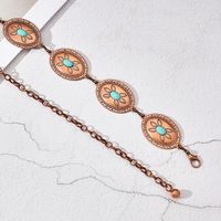 Vintage Style Solid Color Alloy Plating Inlay Turquoise Women's Chain Belts main image 5