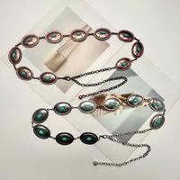 Vintage Style Solid Color Alloy Plating Inlay Turquoise Women's Chain Belts main image 6