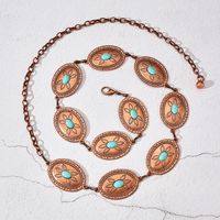 Vintage Style Solid Color Alloy Plating Inlay Turquoise Women's Chain Belts main image 7