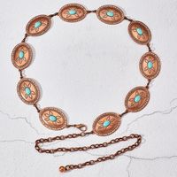 Vintage Style Solid Color Alloy Plating Inlay Turquoise Women's Chain Belts sku image 1