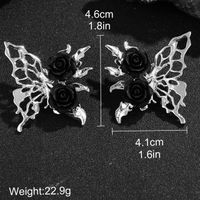 1 Pair Simple Style Flower Butterfly Inlay Alloy Resin Ear Studs sku image 1