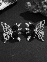 1 Pair Simple Style Flower Butterfly Inlay Alloy Resin Ear Studs main image 5