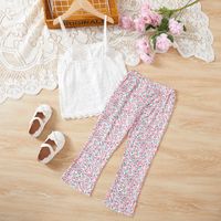 Cute Flower Printing Cotton Blend Girls Clothing Sets main image 2