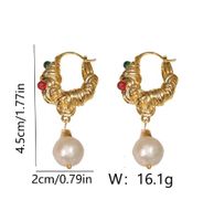 1 Pair Vintage Style Simple Style Geometric Pearl Copper 18K Gold Plated Drop Earrings main image 2