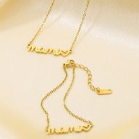 Stainless Steel 18K Gold Plated MAMA Plating Letter Bracelets Necklace main image 3