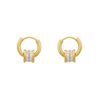 1 Pair Simple Style Round Plating Inlay Copper Zircon 18K Gold Plated Drop Earrings main image 2