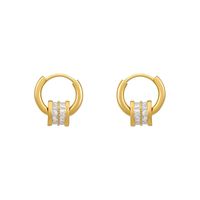 1 Paire Style Simple Rond Placage Incruster Le Cuivre Zircon Plaqué Or 18K Boucles D'oreilles main image 2