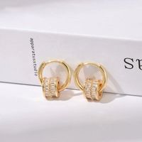 1 Pair Simple Style Round Plating Inlay Copper Zircon 18K Gold Plated Drop Earrings main image 1