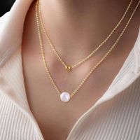 IG Style Simple Style Round Resin Copper Pearl Women's Necklace sku image 2