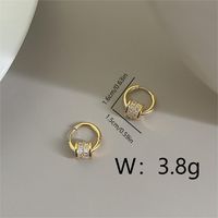 1 Pair Simple Style Round Plating Inlay Copper Zircon 18K Gold Plated Drop Earrings sku image 1