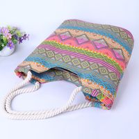Women's Large Cotton Polyester Stripe Vacation Square Zipper Canvas Bag main image 5