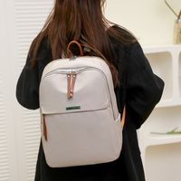 Waterproof Solid Color Casual Daily Laptop Backpack main image 5
