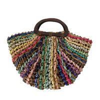 Women's Large Straw Color Block Vacation Zipper Straw Bag main image 2