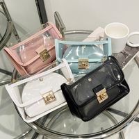 Women's Small PVC Solid Color Classic Style Lock Clasp Crossbody Bag main image 1