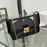 Women's Small PVC Solid Color Classic Style Lock Clasp Crossbody Bag sku image 1