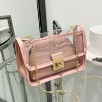Women's Small PVC Solid Color Classic Style Lock Clasp Crossbody Bag sku image 3