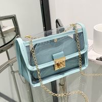 Women's Small PVC Solid Color Classic Style Lock Clasp Crossbody Bag sku image 4
