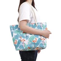 Women's Large Cotton Polyester Stripe Vacation Square Zipper Canvas Bag main image 6