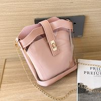 Women's Small PVC Solid Color Classic Style Lock Clasp Crossbody Bag sku image 3