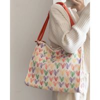 Women's Medium Canvas Heart Shape Streetwear Zipper Shoulder Bag main image 1