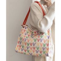 Women's Medium Canvas Heart Shape Streetwear Zipper Shoulder Bag main image 6