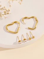 3 Pairs Simple Style Classic Style Heart Shape Plating Inlay 304 Stainless Steel Zircon 24K Gold Plated Ear Studs main image 2