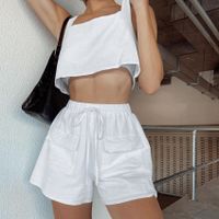 Holiday Daily Women's Streetwear Solid Color Cotton Pocket Shorts Sets Shorts Sets main image 4