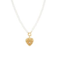 Stainless Steel Elegant Glam Heart Shape Beaded Pendant Necklace main image 3