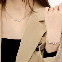 Acier Inoxydable Plaqué Or 18K MAMA Placage Lettre Bracelets Collier main image 11