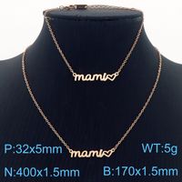 Stainless Steel 18K Gold Plated MAMA Plating Letter Bracelets Necklace sku image 6