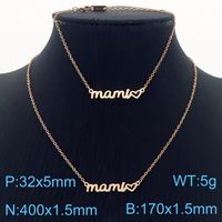 Acero Inoxidable Chapados en oro de 18k MAMÁ Enchapado Letra Pulsera Collar sku image 6