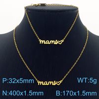 Stainless Steel 18K Gold Plated MAMA Plating Letter Bracelets Necklace sku image 5