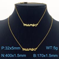 Acier Inoxydable Plaqué Or 18K MAMA Placage Lettre Bracelets Collier sku image 5