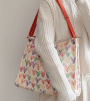 Women's Medium Canvas Heart Shape Streetwear Zipper Shoulder Bag main image 4