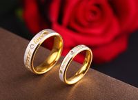 304 Stainless Steel 18K Gold Plated Simple Style Inlay Letter Heart Shape Artificial Gemstones Rings main image 3
