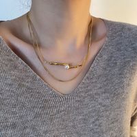 Stainless Steel Titanium Steel Simple Style Solid Color Asymmetrical Layered Necklaces main image 4