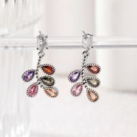 1 Pair Simple Style Classic Style Leaf Leaves Asymmetrical Inlay Copper Zircon Drop Earrings main image 1