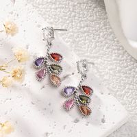 1 Pair Simple Style Classic Style Leaf Leaves Asymmetrical Inlay Copper Zircon Drop Earrings main image 5