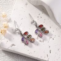 1 Pair Simple Style Classic Style Leaf Leaves Asymmetrical Inlay Copper Zircon Drop Earrings sku image 1