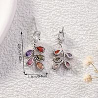1 Pair Simple Style Classic Style Leaf Leaves Asymmetrical Inlay Copper Zircon Drop Earrings main image 2
