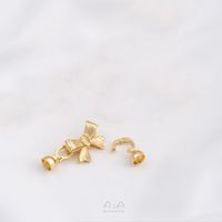 1 Set 35 * 8mm 43 * 15mm Copper 14K Gold Plated Bow Knot Polished Jewelry Buckle sku image 2