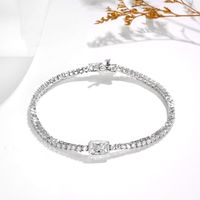 Casual Classic Style Round Brass Plating Inlay Zircon 18K Gold Plated Women's Tennis Bracelet main image 1