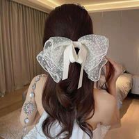 Women's Sweet Bow Knot Cloth Gauze Tassel Hair Clip Hair Claws sku image 4
