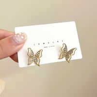 1 Pair Simple Style Classic Style Butterfly Inlay Alloy Zircon Ear Studs main image 3