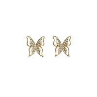 1 Pair Simple Style Classic Style Butterfly Inlay Alloy Zircon Ear Studs main image 6